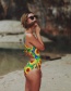 Sexy Multi-color Sunflower Pattern Decorated Bikini