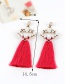Fashion Plum Red Pearls&diamond Decorated Tassel Earrings