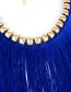 Fashion Sapphire Blue Long Tassel Decorated Simple Necklace
