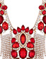 Luxury Silver Color Diamond Decorated Tasssel Necklace