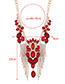 Luxury Red Diamond Decorated Tasssel Necklace