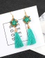 Retro Red Pure Color Decorated Tassel Earrings