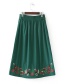 Vintage Green Embroidery Flower Decorated Dress
