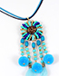Exaggerated Blue Fuzzy Ball Decorated Pom Necklace