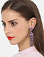 Elegant Pink Square Shape Decorated Tassel Earrings
