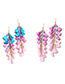 Bohemia Pink Color-maching Decorated Tassel Earrings