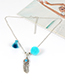Fashion Silver Color Feather Shape Decorated Tassel Necklace