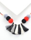 Fashion Multi-color Fuzzy Ball&tassel Decorated Long Pom Necklace