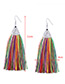Vintage Multi-color Long Tassel Decorated Color Matching Earrings