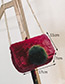 Trendy Red Fuzzy Ball Decorated Simple Shoulder Bag