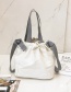 Fashion White Color Matching Decorated Shoulder Bag  Fabric