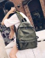 Fashion Green Pure Color Decorated Backpack  Nylon