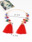 Fashion Plum Red Water Drop Shape Diamond Decorated Tassel Necklace