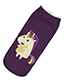 Trendy Purple Unicorn Pattern Decorated Short Sock