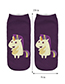 Trendy Purple Unicorn Pattern Decorated Short Sock
