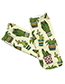 Trendy White Cactus Pattern Decorated Short Sock