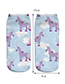 Trendy Blue+purple Unicorn Pattern Decorated Short Sock