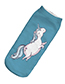 Trendy Blue Unicorn Pattern Decorated Short Sock