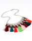 Fashion Multi-color Leaf Decorated Simple Tassel Necklace