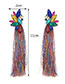 Fashion Multi-color Diamond Decorated Long Tassel Earrings