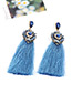 Fashion Claret Red Long Tassel Decorated Simple Earrings