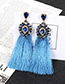 Fashion Light Blue Long Tassel Decorated Simple Earrings