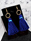 Fashion Sapphire Blue Circular Ring Decorated Tassel Earrings