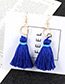 Fashion Sapphire Blue Circular Ring Decorated Tassel Earrings