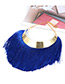 Fashion Sapphire Blue Long Tassel Decorated Pure Color Necklace