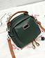 Fashion Green Pure Color Decorated Bucket Shape Shoulder Bag