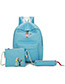 Fashion Light Blue Girl Pattern Decorated Pure Color Backpack