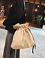 Fashion Khaki Pure Color Decorated Drawstring Design Shoulder Bag