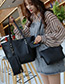 Fashion Gray Rivet Decorated Pure Color Shoulder Bag (4pcs)