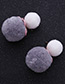 Fashion Gray+white Fuzzy Balls Decorated Pom Earrings