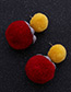 Fashion Red+yellow Fuzzy Balls Decorated Pom Earrings