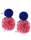 Fashion Blue+pink Fuzzy Balls Decorated Pom Earrings