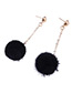 Cute Black Fuzzy Ball Decorated Pom Earrings