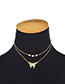 Elegant Gold Color Butterfly Shape Decorated Double Layer Necklace