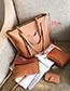 Fashion Light Brown Pure Color Decorated Bags (4pcs)