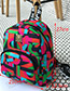 Fashion Plum-red Metal Square Shape Decorated Backpack