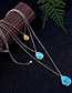 Trendy Blue Water Drop Shape Decorated Long Necklace