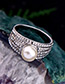 Trendy Silver Color Pearls&diamond Decorated Pure Color Ring