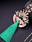 Trendy Green+gold Color Flower&tassel Pendant Decorated Long Necklace