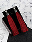 Fashion Claret Red Long Tassel Decorated Pure Color Earrings