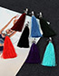 Fashion Black Long Tassel Decorated Pure Color Earrings