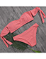 Sexy Pink Off Shoulder Design Pure Color Bikini