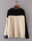 Trendy Gray Color Matching Decorated Round Neckline Sweater