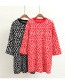 Trendy Red Flower Pattern Decorated Long Sweater