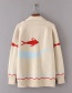 Trendy Red Whale Pattern Decorated Simple Sweater