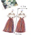 Fashion Plum Red Pearls Decorated Long Tassel Earrings